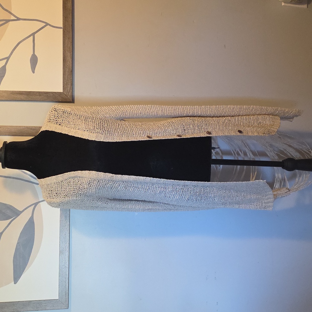 Vintage Daytrip Open-Front Cream Cardigan